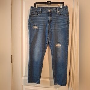 Chico's Sz 2R Blue Distressed Women Jeans
